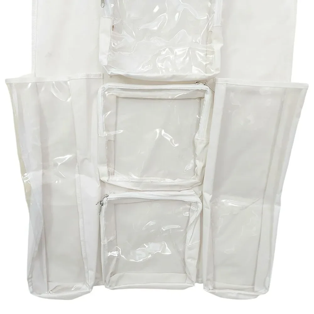 Double Sided Hanging Closet Organizer Storage Bag White 22in x 47in